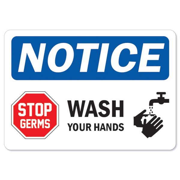 Signmission Public Safety Sign, Stop Germs, 24in X 36in Decal, 36" W, 24" L, Stop Germs, OS-NS-D-2436-25563 OS-NS-D-2436-25563